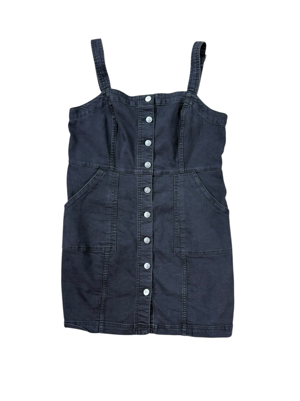 Divided black denim jean jumper dress size L